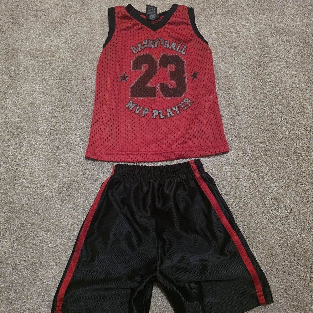 Red and Black Basketball Jersey Matching Set